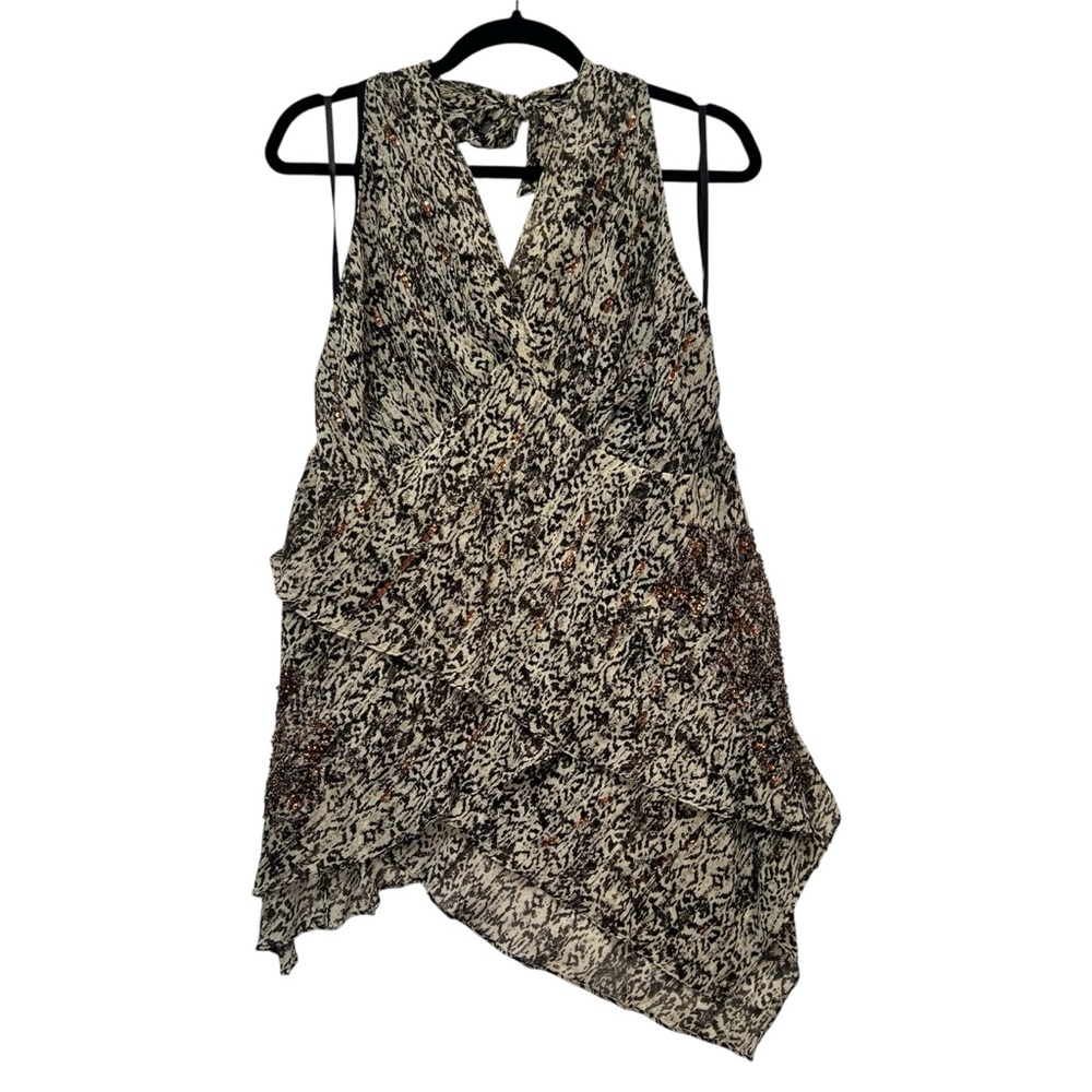 NWT Lane Bryant Y2K Halter Top Animal Print Bling Asymmerical Flowy Boho Size 16